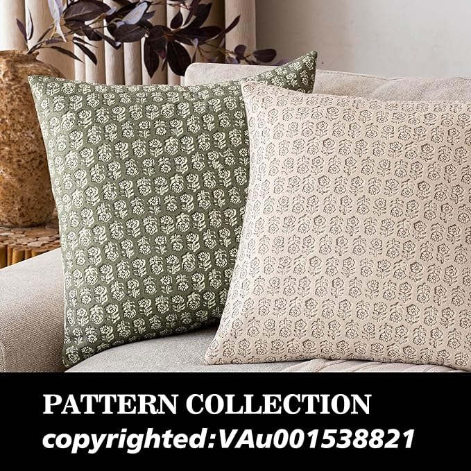 Foindtower Set of 2 Decorative Neutral Floral Print Throw Pillow Covers Vintage - Image 4