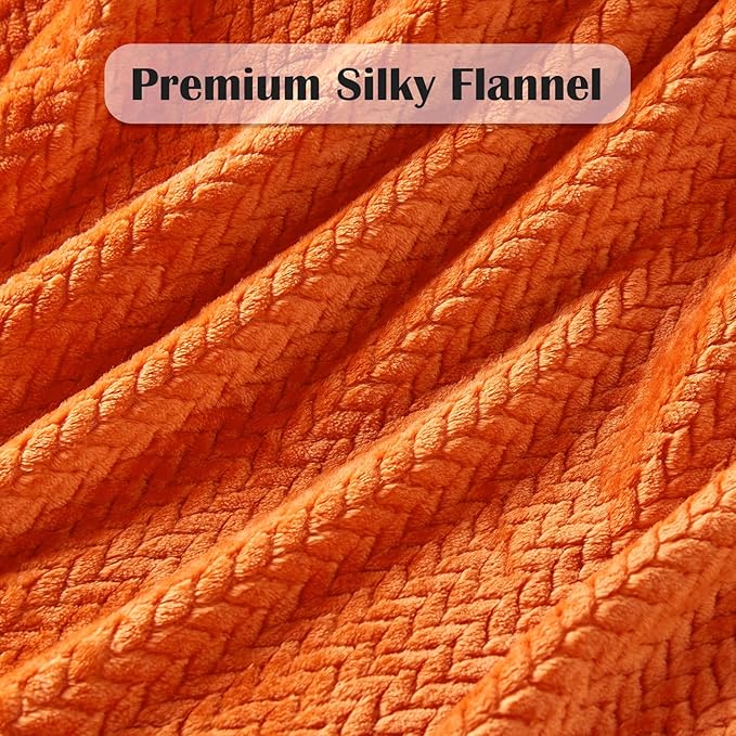 NEWCOSPLAY Super Soft Throw Blanket Orange Premium Silky Flannel Fleece Leaves - Image 5