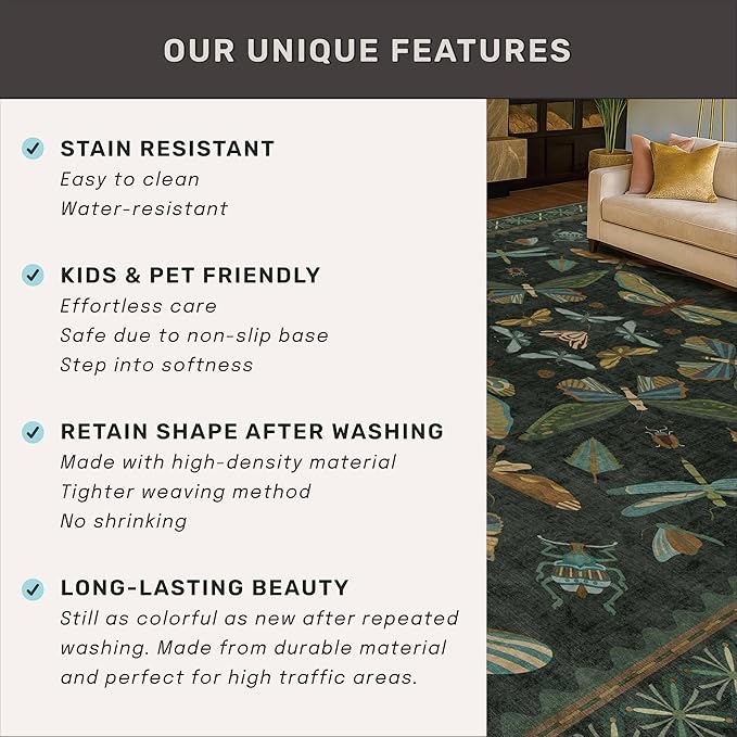 Dark Green 2'6"x10' Long Runner Rugs - Image 7