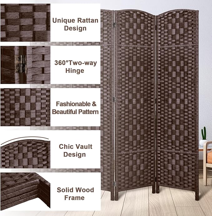 Rose Home Fashion 6 ft Tall Room Divider, Room Dividers and Folding Privacy - Image 4
