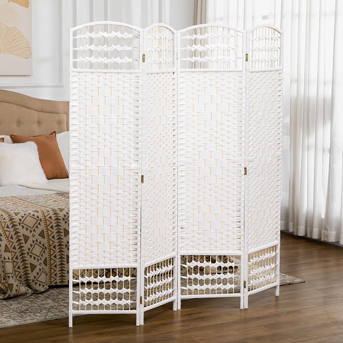 HOMCOM 4 Panel Room Divider, Folding Privacy Screen, 5.6' Room Separator - Image 2