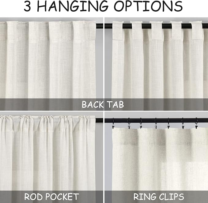 Nanspring Extra Long Curtains 2 Panels 128 Inches Long - Image 2