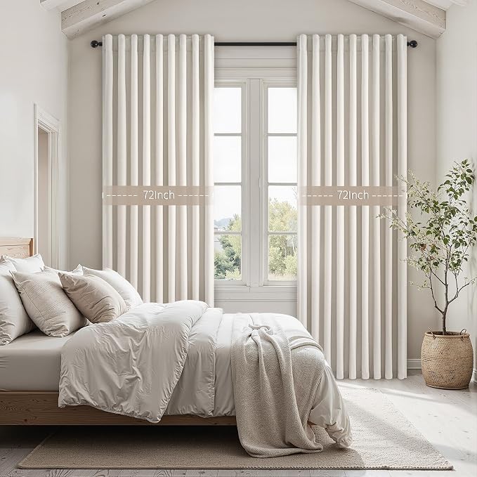 Cream Birch Blackout Curtains 72 Inches Extra Wide - Image 5