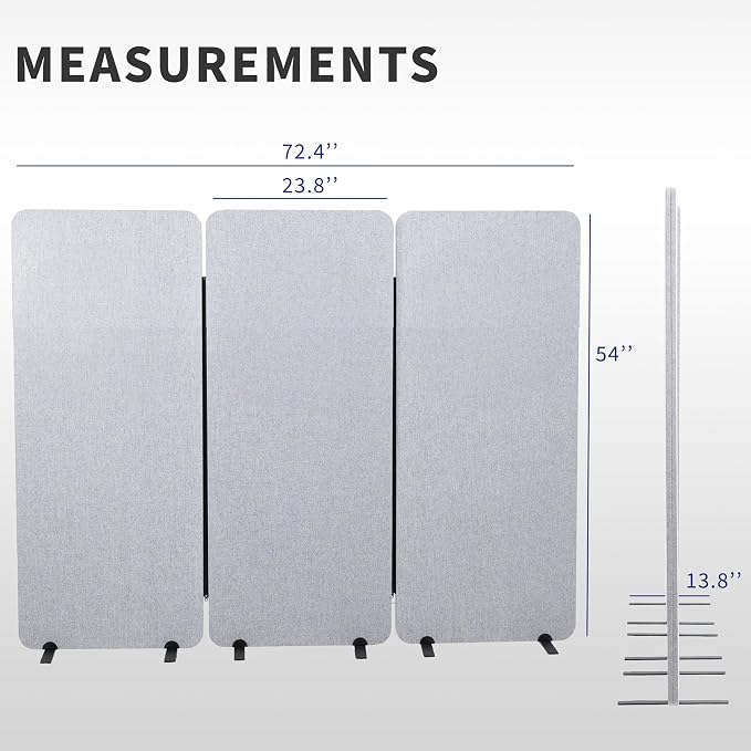 VIVO Freestanding 72 x 56 inch Privacy Panel, Cubicle Divider, Acoustic Wall - Image 3
