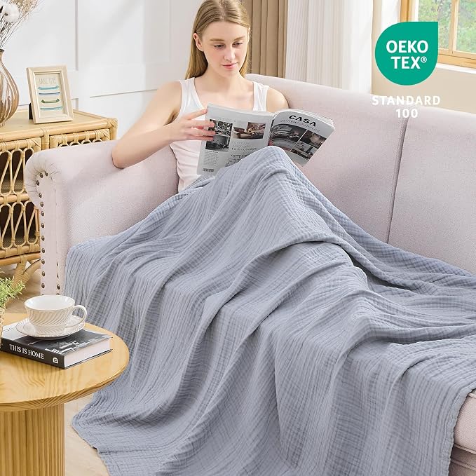 EMME Cotton Muslin Twin XL Blanket Breathable Gauze Blanket Soft Lightweight - Image 3