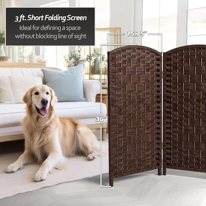Red Lantern 3 ft. Short Diamond Weave Fiber Folding Screen - Image 5