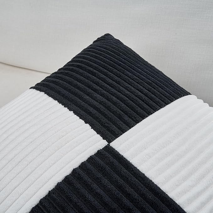 Fancy Homi Set of 2 Black White Big Decorative Throw Pillow Covers 24x24 Inch - Image 3