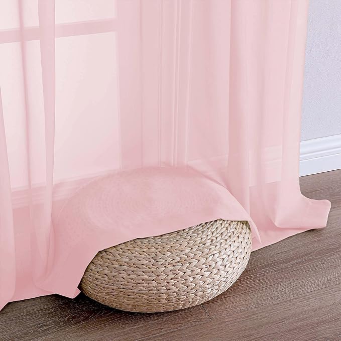 OVZME Blush Pink Sheer Curtains 120 Inches Long 2 Panels Set, 59 Inch Extra - Image 6