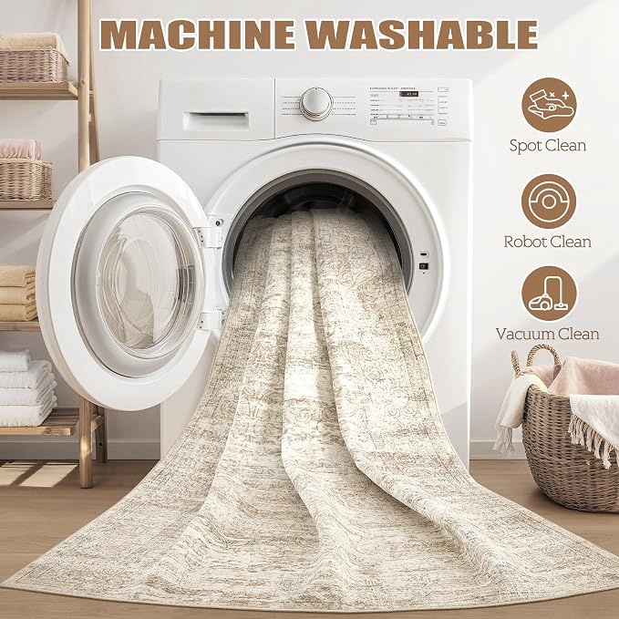 DMOYEST 2x3 Entryway Area Rug: Washable Neutral Modern Abstract Small Rug - Image 6