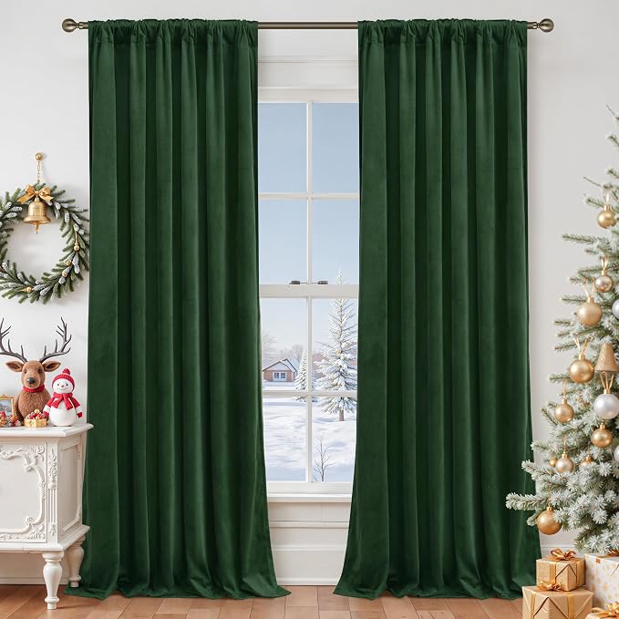 LAMIT Emerald Green Velvet Curtains 96 Inch - Image 2