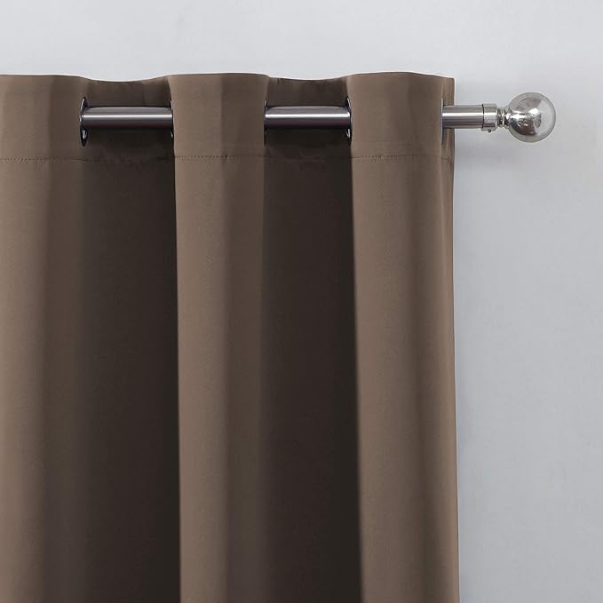 LEMOMO Chocolate Brown Thermal Blackout Curtains/52 x 84 Inch/Set of 2 Panels - Image 6