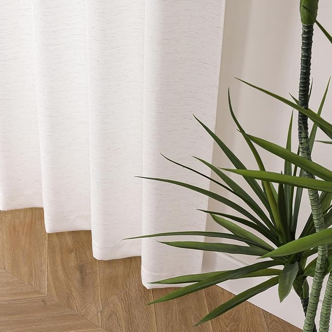 Chyhomenyc Natural Window Curtains 120 inch Length 2 Panels, Light Filtering - Image 3
