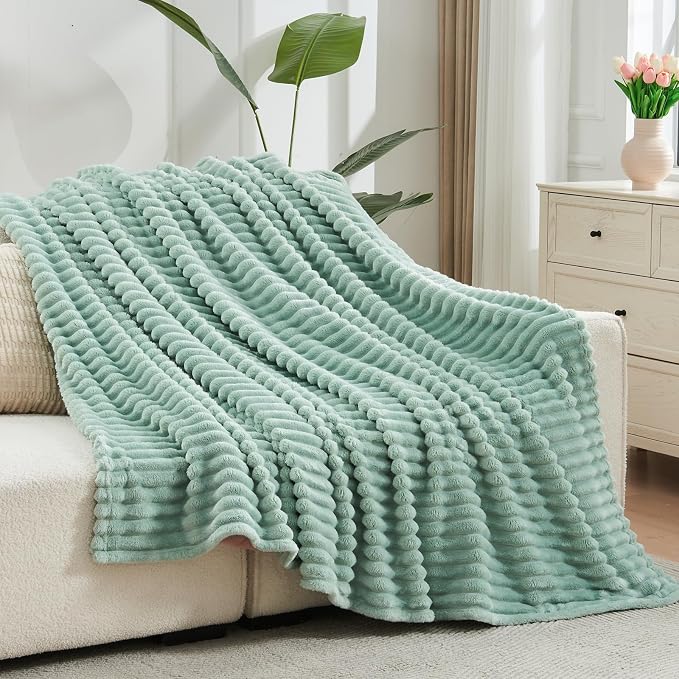 NEWCOSPLAY Super Soft Queen Blanket New Sage Green Premium Silky Flannel Fleece - Image 9