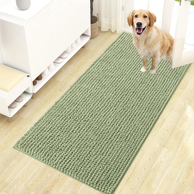OLANLY Dog Door Mat for Muddy Paws 47x24, Ultra Absorbent Chenille Mud Doormat by OLANLY