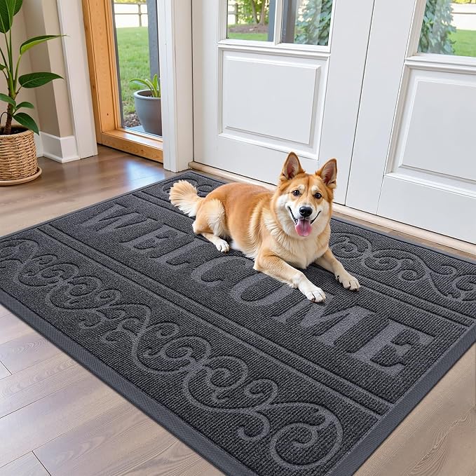 OLANLY Welcome Door Mat Indoor Outdoor Entrance, Heavy Duty Sturdy Front Door by OLANLY