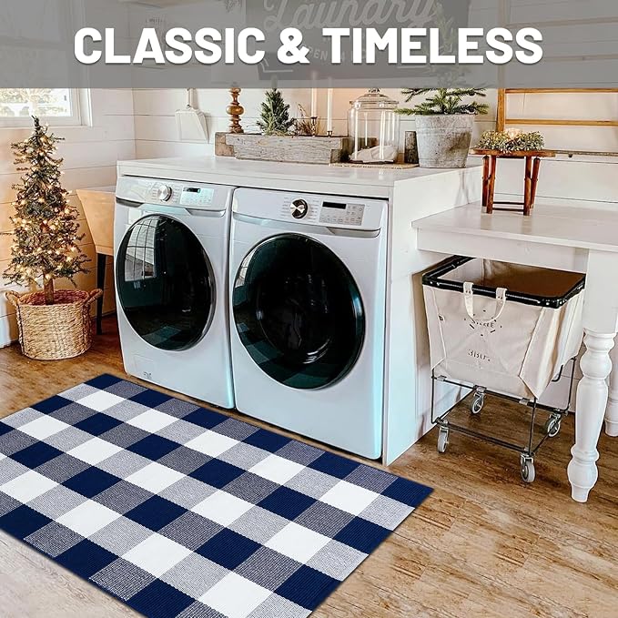 IOHOUZE Buffalo Plaid Checkered Rug 27.5" X 43" Front Door Mats, Washable Area - Image 7