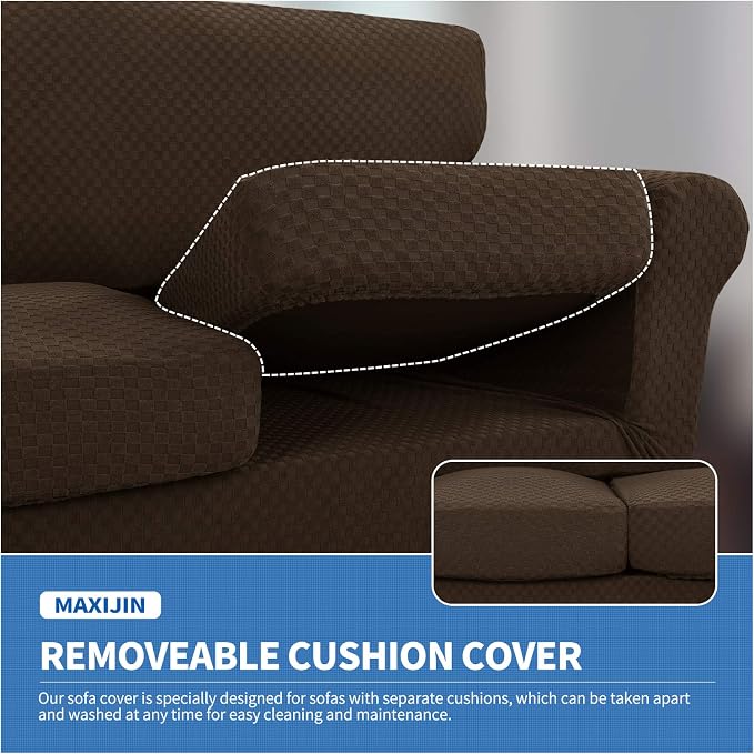 MAXIJIN 4 Piece Jacquard Extra Large Couch Covers - Image 4