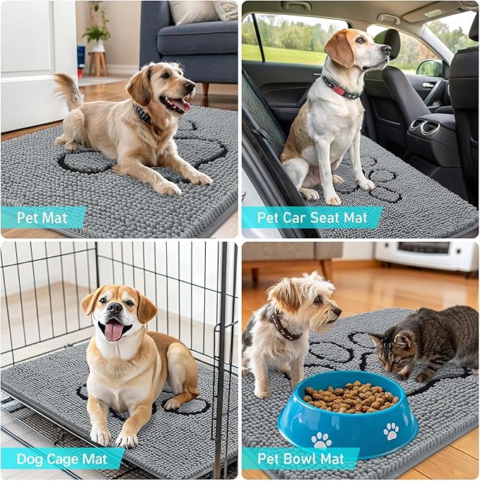 OLANLY Dog Door Mat for Muddy Paws 59x20, Paw Print Design, Absorbs Moisture - Image 7