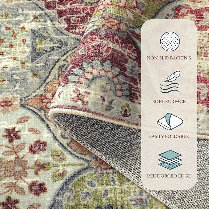 Lahome Moroccan Trellis Washable Orange Rug, 2x3 Entryway Rugs - Image 6