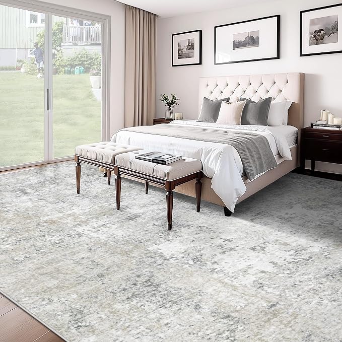 10x12 Area Rug for Living Room, Washable Modern Abstract Large Area Rug Neutral - Image 5