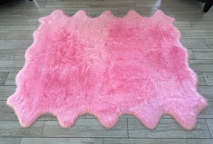 Free Shape Luxury Soft Fluffy Shag Area Rug Decto 10 Pelts 6'x10', 180x300cm by LAMBZYRUGS