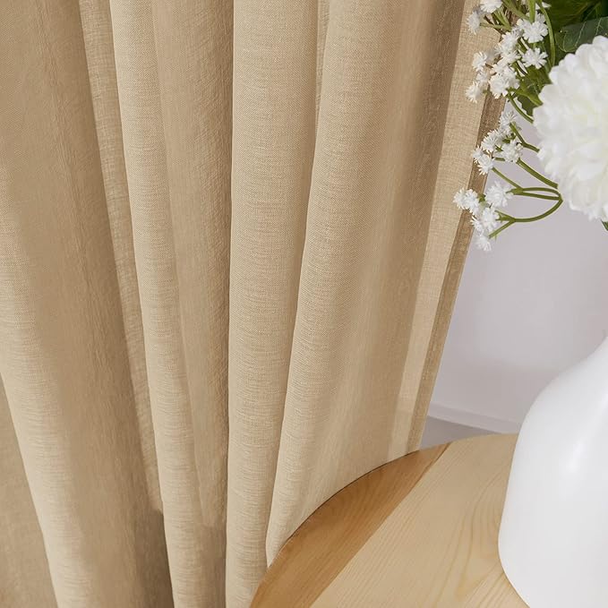 Tollpiz Sheer Tier Curtains Kitchen Linen Textured Half Curtain Sheers Light - Image 3