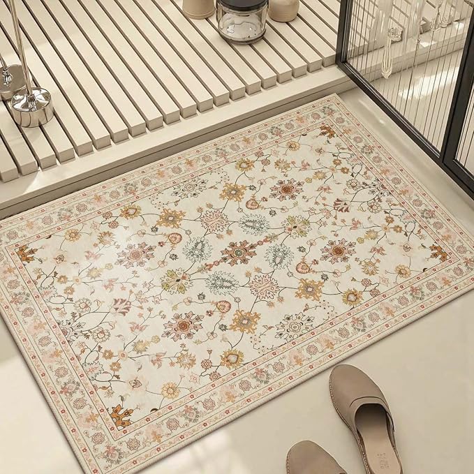 Rugxara Door Mat Floral Entryway Rug, Washable Samll 2x3 Rug, Boho Front Door - Image 2