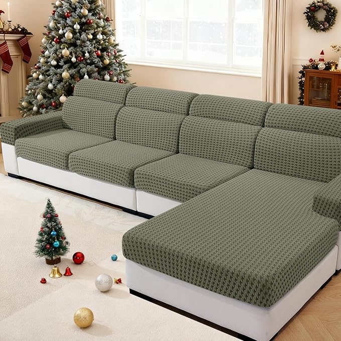 MAXIJIN Couch Cushion Covers for Sectional Sofa, Stretch Sofa Cushion Cover by MAXIJIN