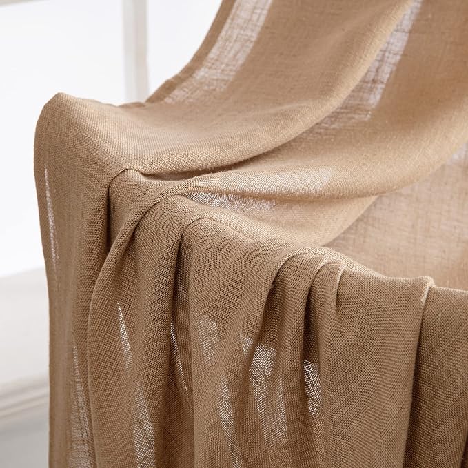 MIULEE Brown Linen Curtains 72 Inch Length 2 Panels - Image 6