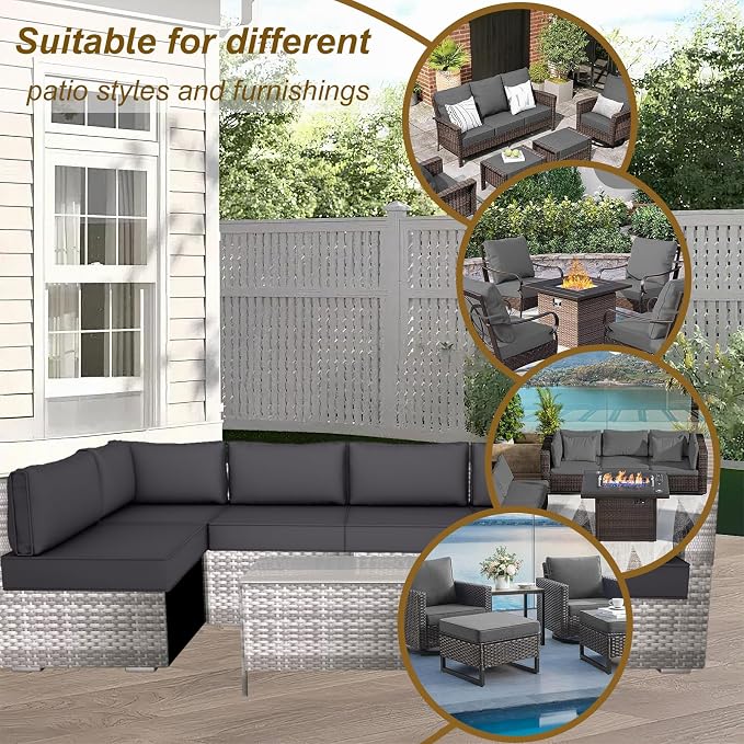 14 Piece Outdoor Patio Cushion Cover Replacement, Waterproof Patio Cushion - Image 6