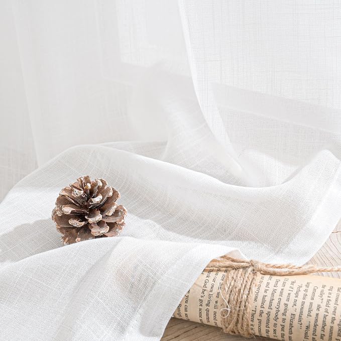 BGment White Linen Curtains 48 Inch Length - Image 7