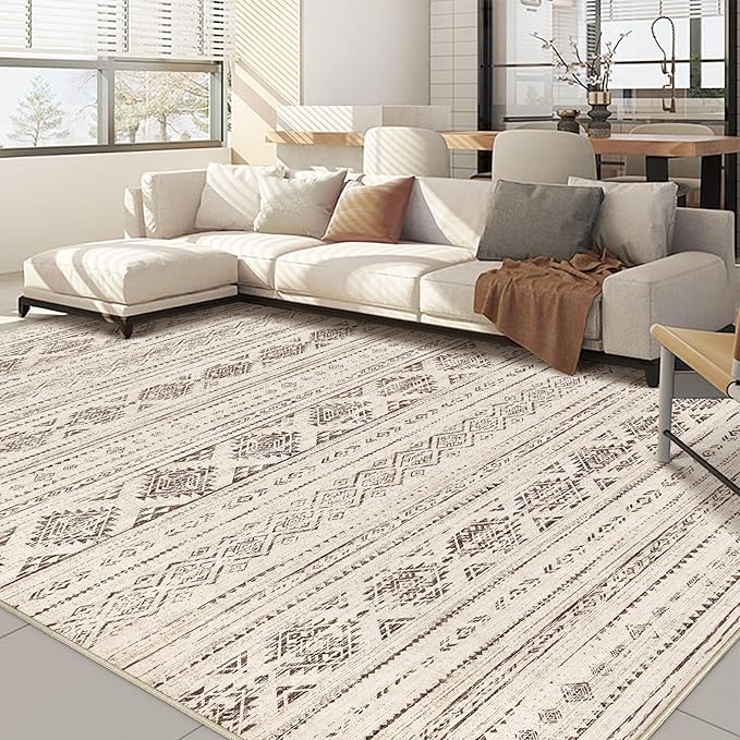 Nakagishi 9x12 Area Rugs Living Room: Washable Boho Large Neutral Soft by NakagishiAreaRug