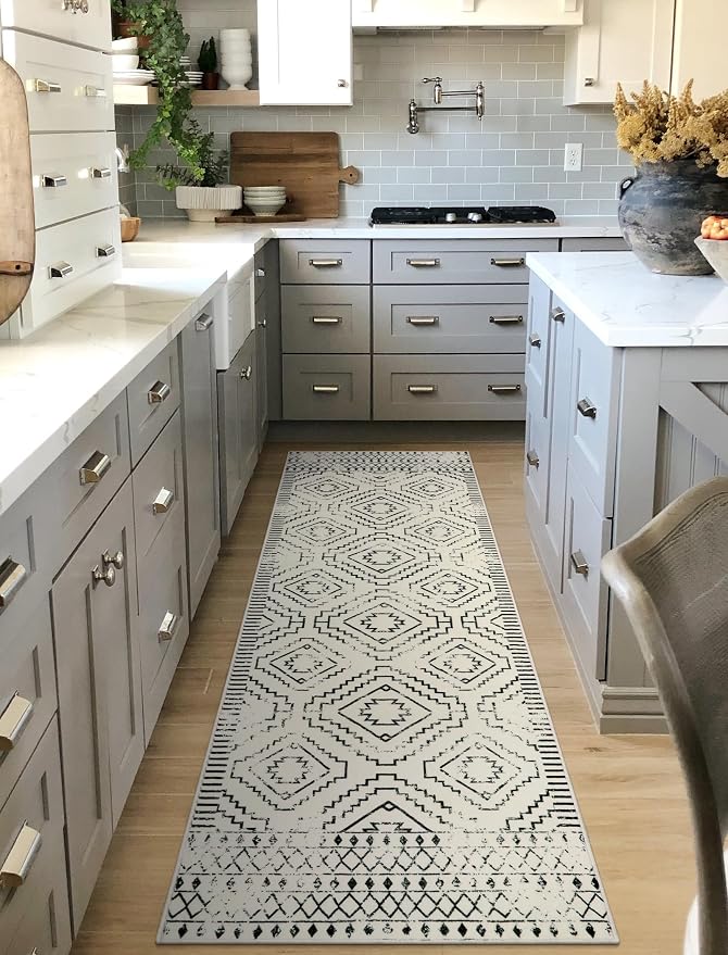 Wonnitar Moroccan Runner Rug, Washable 2'6"x8' Kitchen Runner Rug, Geometric - Image 5
