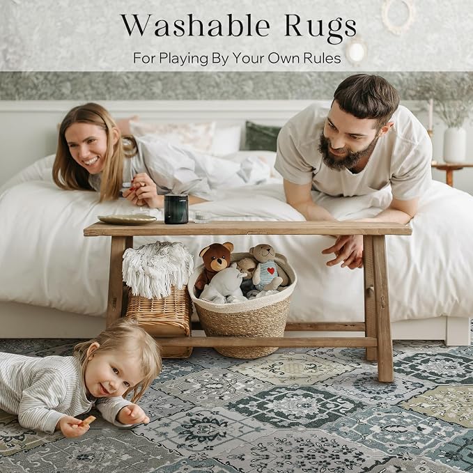 Phantoscope Washable Area Rug 8'x10' Non-Slip, Vintage Boho Rugs - Image 9