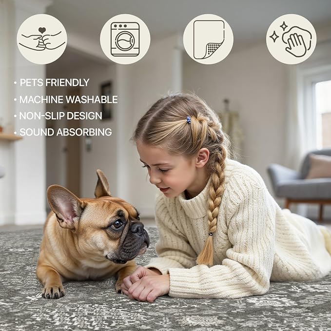 Bavni Area Rugs for Living Room, 5x7 Area Rugs Non-Slip Washable，Ultra-Thin - Image 6