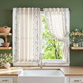 jinchan Winslow Linen Curtains 45 Inch Length Small Window Curtains Embroidered by JINCHAN