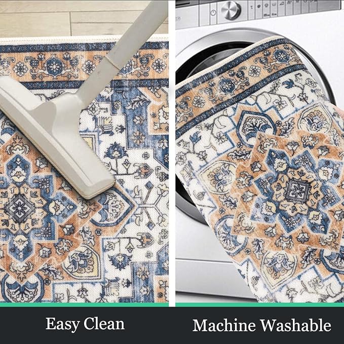 HEBE Farmhouse Kitchen Rugs Sets of 3 Non Slip Washable Boho Kitchen Rugs and - Image 4