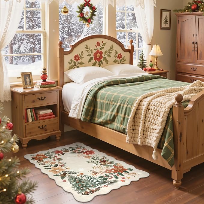 Lahome Floral Christmas Rug, 2x3 Kitchen Christmas Rugs - Image 2