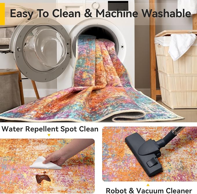 Washable Area Rugs 6'x9' Non-Slip Modern Abstract Soft - Image 5