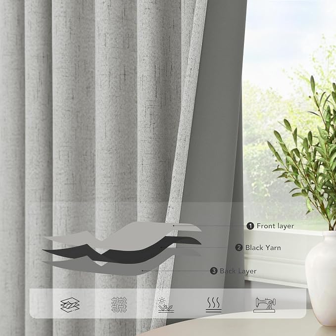 Light Grey Blackout Curtains 84 Inch Length 2 Panels - Image 5