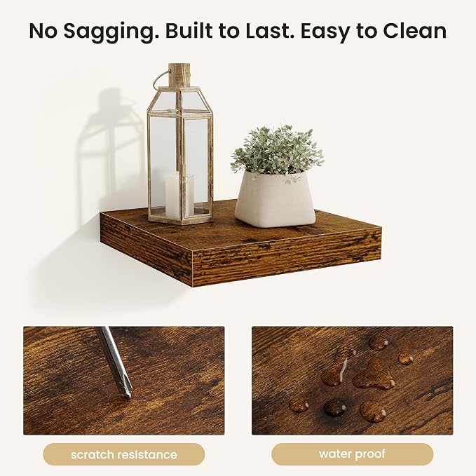 Fun Memories Floating Shelves for Wall, Rustic Wood Wall Mounted Shelves for - Image 4