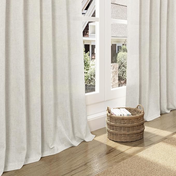 Nanspring Mousse White Linen Curtains 120 Inches Long - Image 5