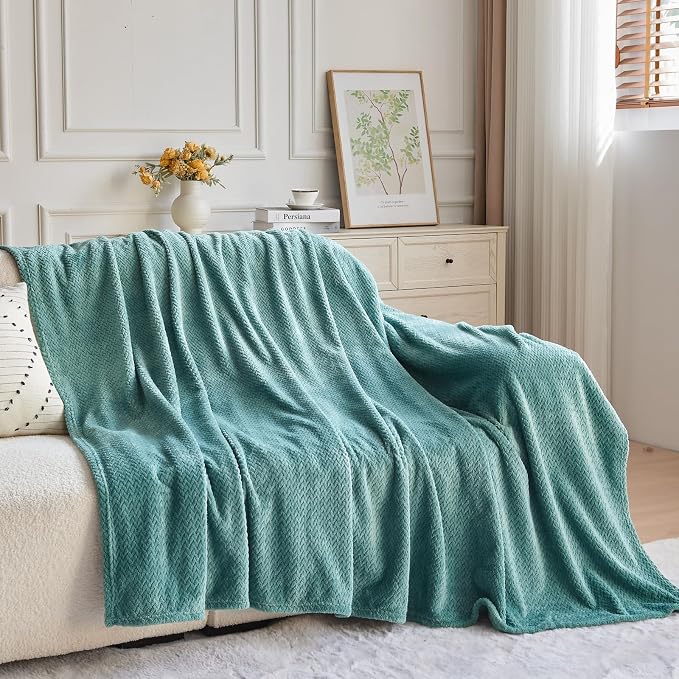 NEWCOSPLAY Super Soft Twin Blanket Light Teal Premium Silky Flannel Fleece - Image 7