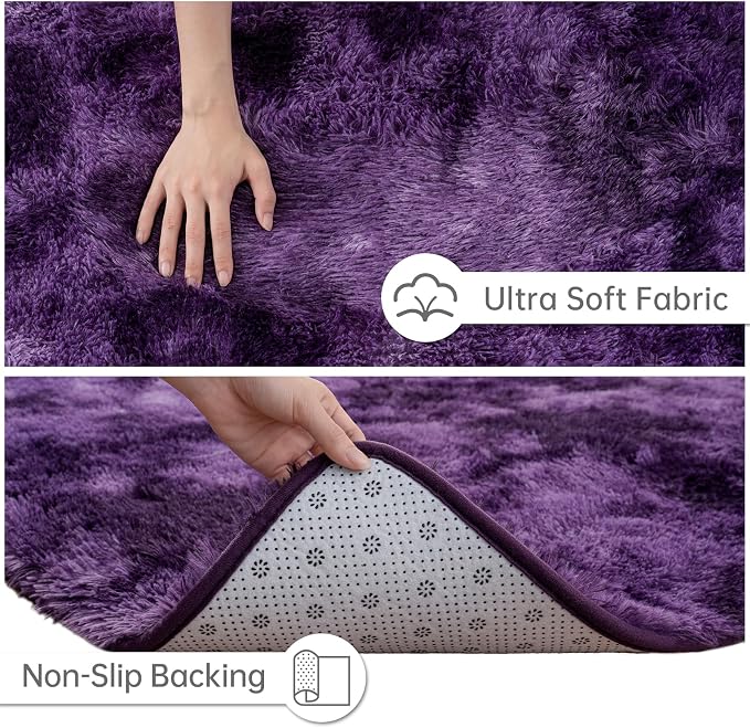 Goideal Fluffy Rug for Bedroom Living Room, 5x7 Purple Area Rugs, Faux Fur Shag - Image 6