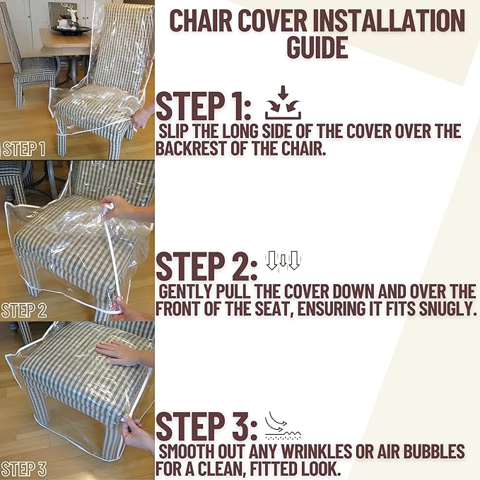 Evelots Dining Room/Kitchen Chair Cover/Protector-4 Pack- Heavy Duty Clear PVC - Image 6