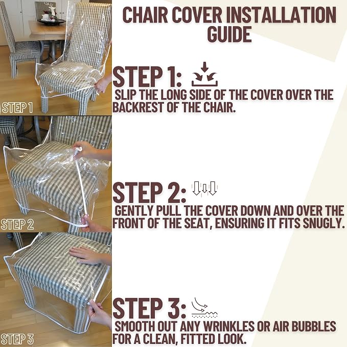 Evelots Dining Room/Kitchen Chair Cover/Protector-6 Pack- Heavy Duty Clear PVC - Image 6
