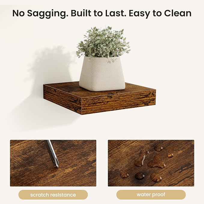 Fun Memories Floating Shelves for Wall, Rustic Wood Wall Mounted Shelves for - Image 4