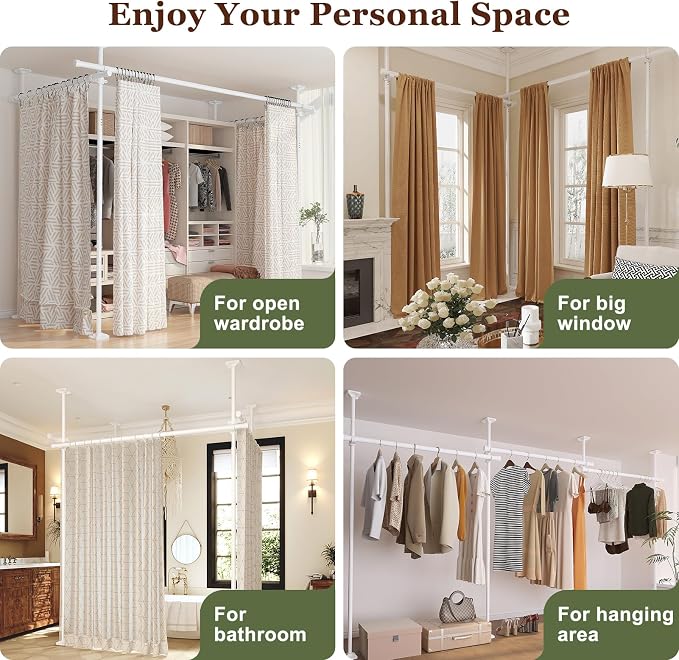 Goovilla Room Divider for Room Separation, Tension Curtain Rods No Drilling - Image 8