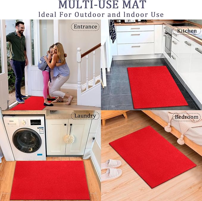 AAZZKANG Red Door Mat Set of 2 Non Slip Durable Multi-Purpose Outdoor Indoor - Image 6