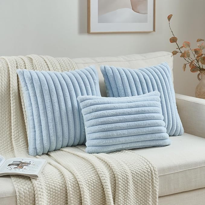 FUTEI Light Blue Decorative Throw Pillow Covers Set of 2, 12x20 Inch Soft - Image 4